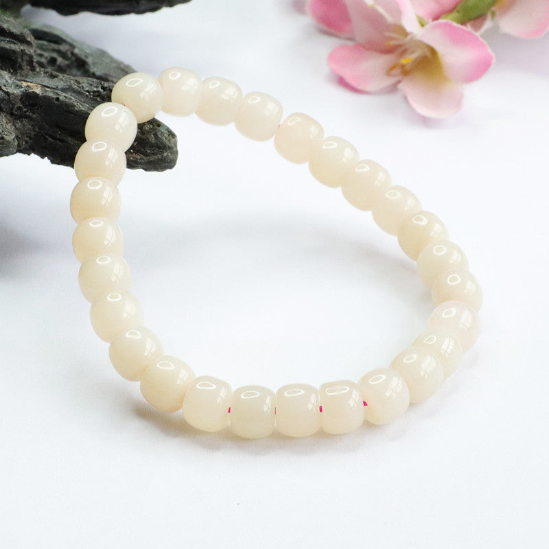 Fortune's Favor Sterling Silver Lotus Root Powder Road Bracelet with Natural Hetian Jade