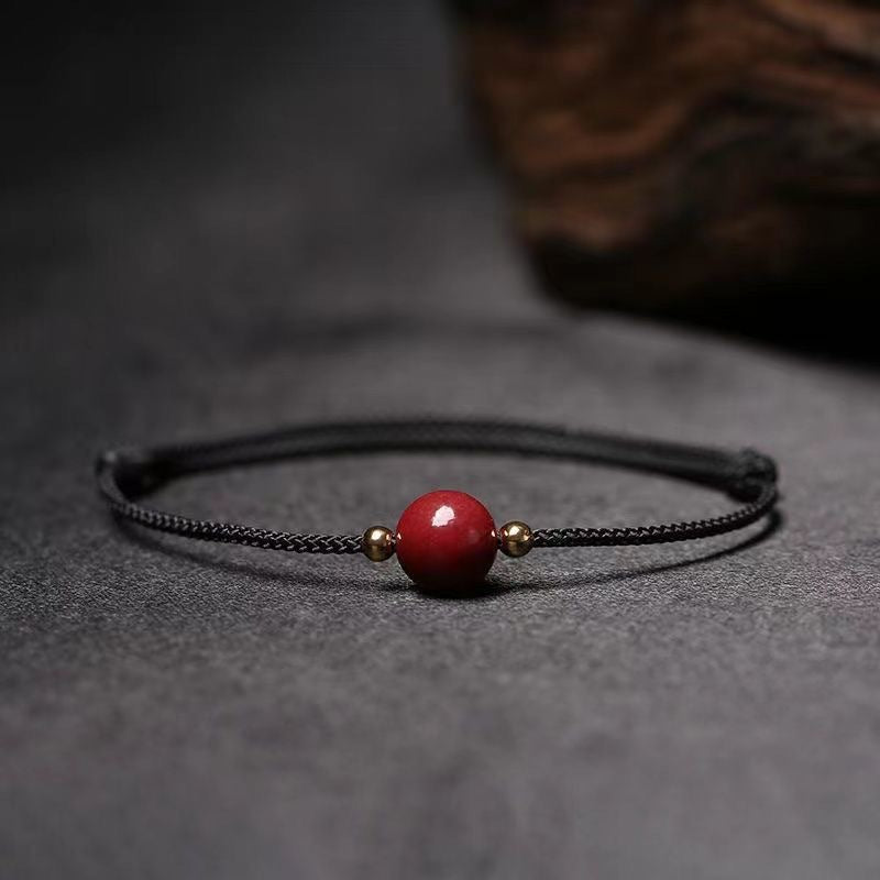 Cinnabar Stone Sterling Silver Bracelet - Fortune's Favor Collection