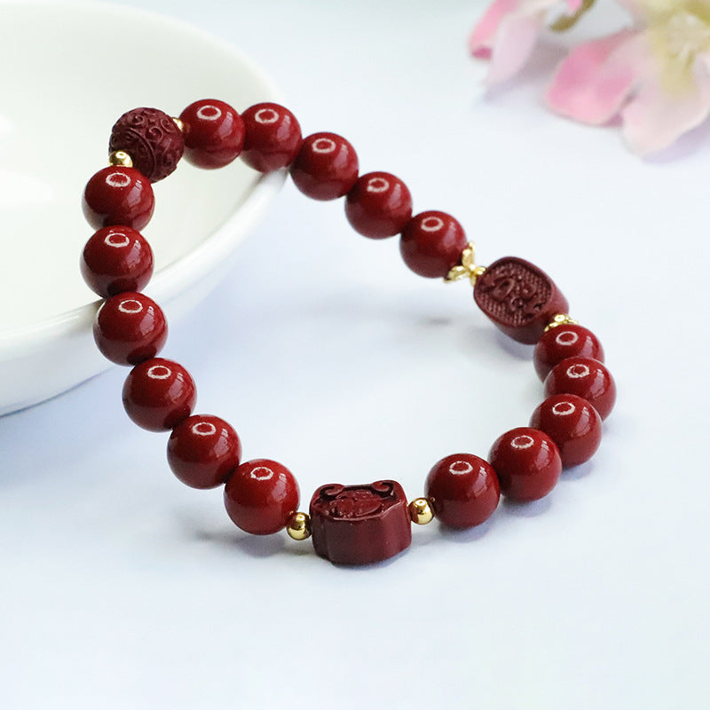 Purple and Gold Cinnabar Stone Bracelet from the Fortune's Favor Collection