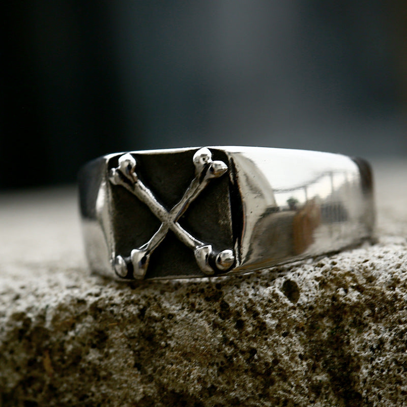 Titanium Steel Bone Ring for Men - Domineering Style Cross-Border Jewelry in Wholesale