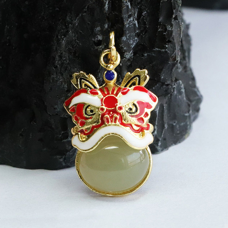 Jade Lion Rising Pendant Inspired by Chinese Aesthetics