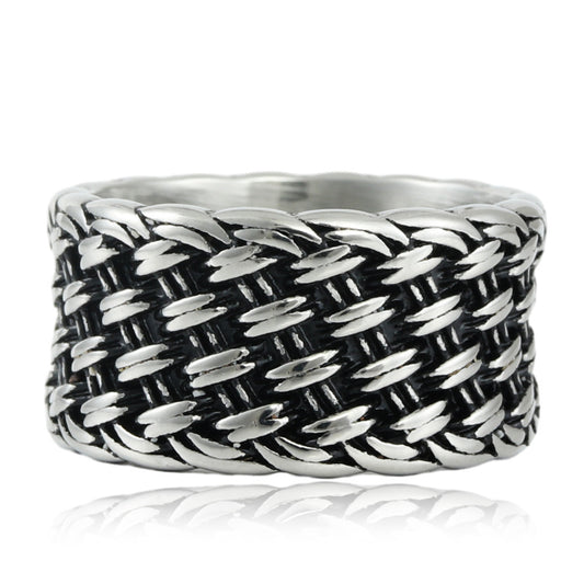 Retro-Inspired Titanium Steel Woven Ring for Men - Trendy European and American Jewelry Accessory