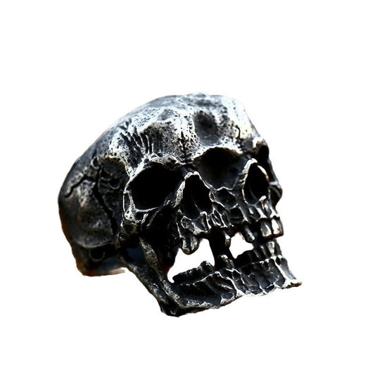 Punk Rock Double Skull Titanium Steel Ring for Men - Vintage Stainless Steel Jewelry