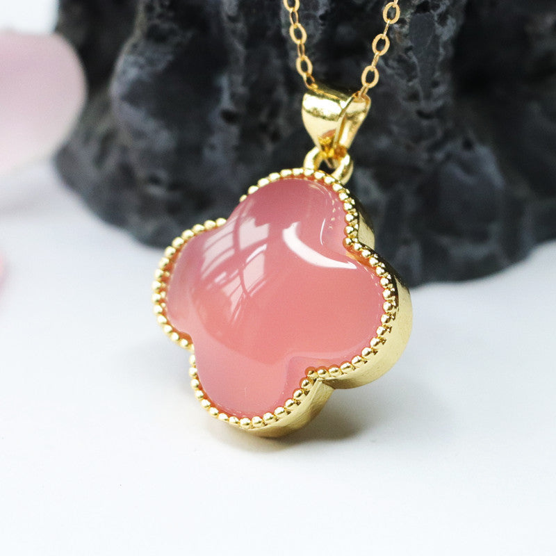 Rose Quartz Fortune Necklace with Sterling Silver Needle