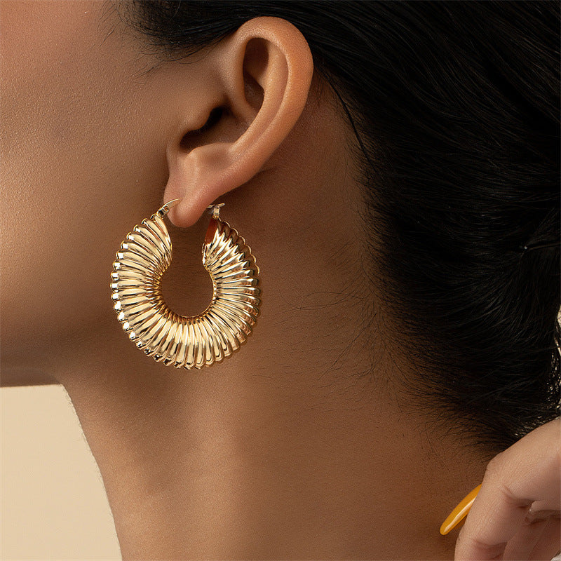 European and American Bestseller: Elegant Metal Texture Earrings for Women - High-End Design and Wholesale Availability