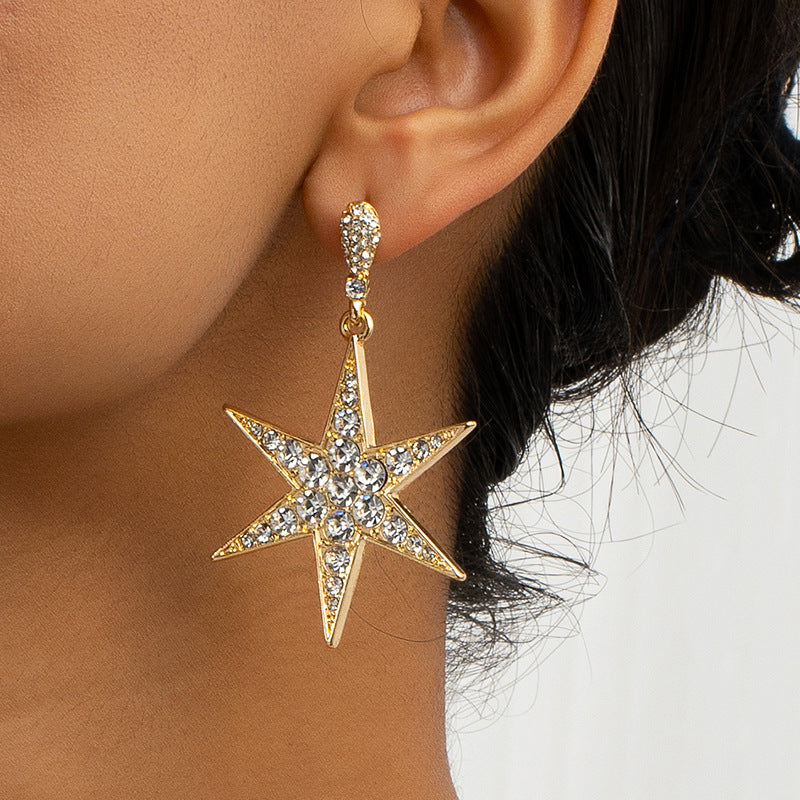 Six-Pointed Star Studded Retro Earrings - Vienna Verve Collection