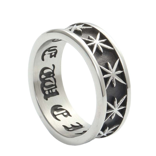 Retro Titanium Steel Star Ring for Men - Trendy Octagonal Design Jewelry Accessory