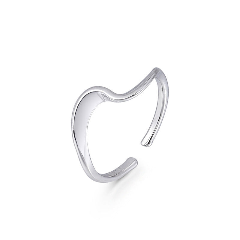 Geometric Irregular Wavy Opening Sterling Silver Ring