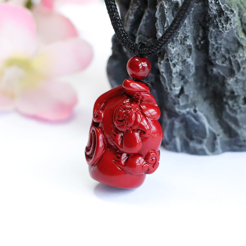 Vermilion Sand Pendant with Purple Gold Sand Pixiu Gourd: Fortune's Favor Collection