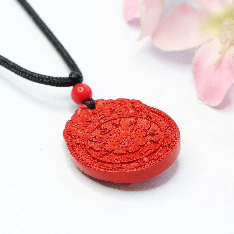 Celestial Charisma Red Cinnabar Bagua Zodiac Pendant