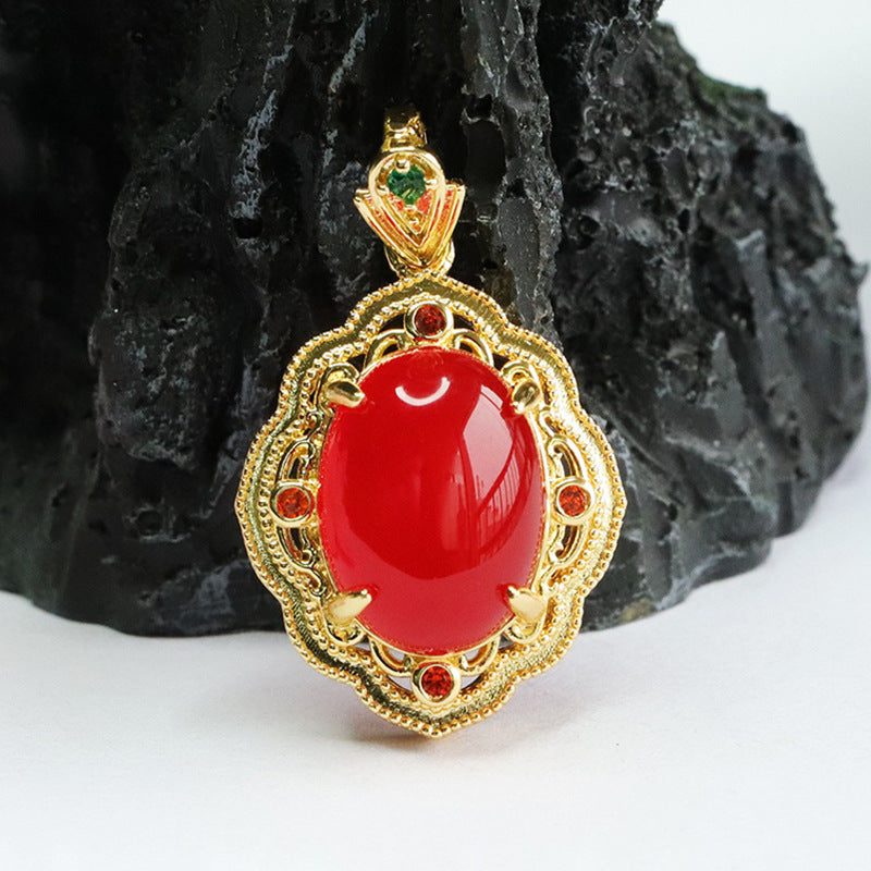 Vintage Golden Chalcedony and Agate Pendant Jewelry for Women