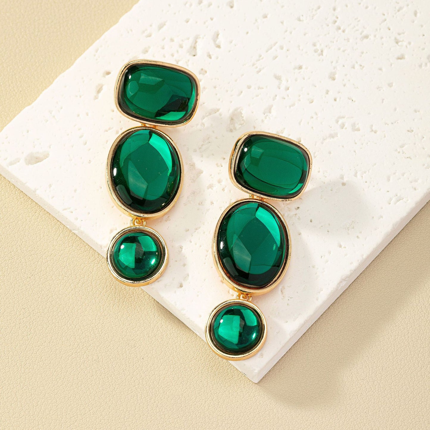 High-End Green Earrings Collection with European Flair