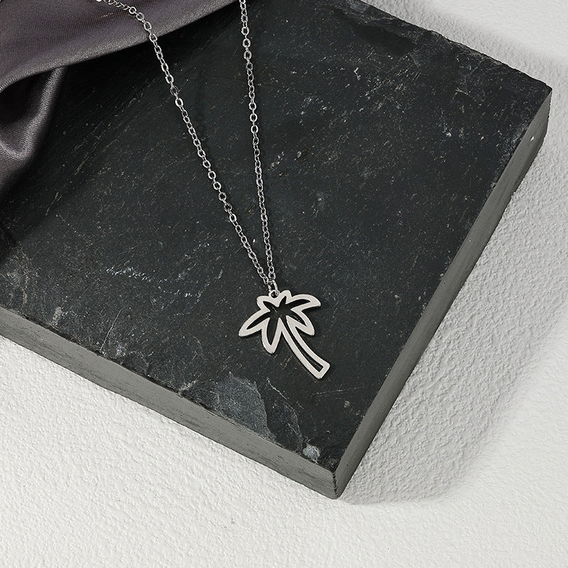 European and American Minimalist Metal Coconut Tree Pendant Necklaces - Vienna Verve Collection