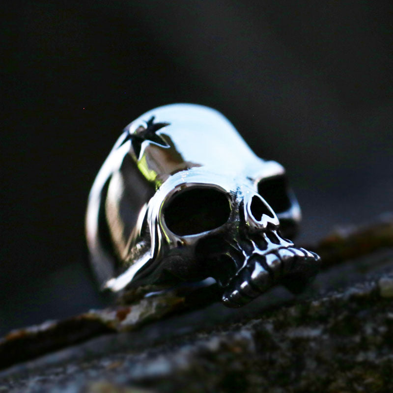 Titanium Steel Viking Skull Ring for Men - Retro European and American Style