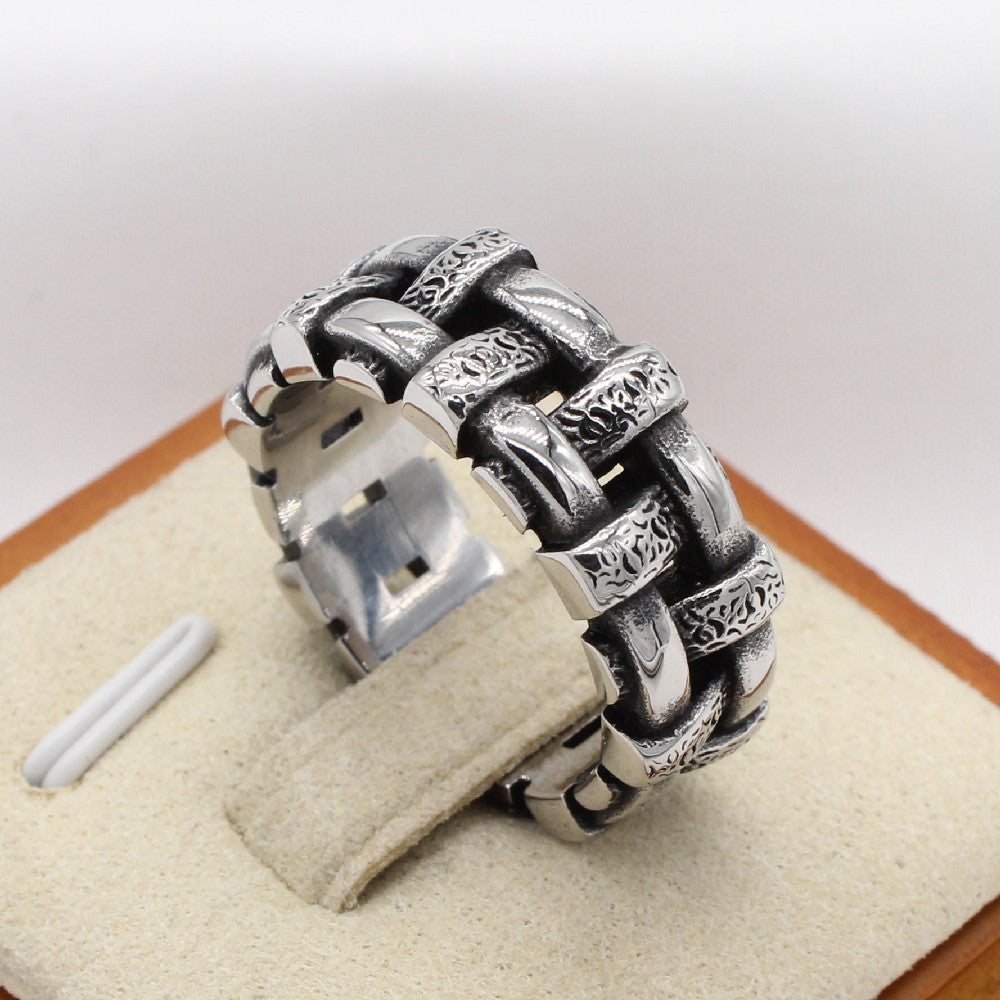 Personalized Retro Titanium Steel Ring for Men - European and American Style