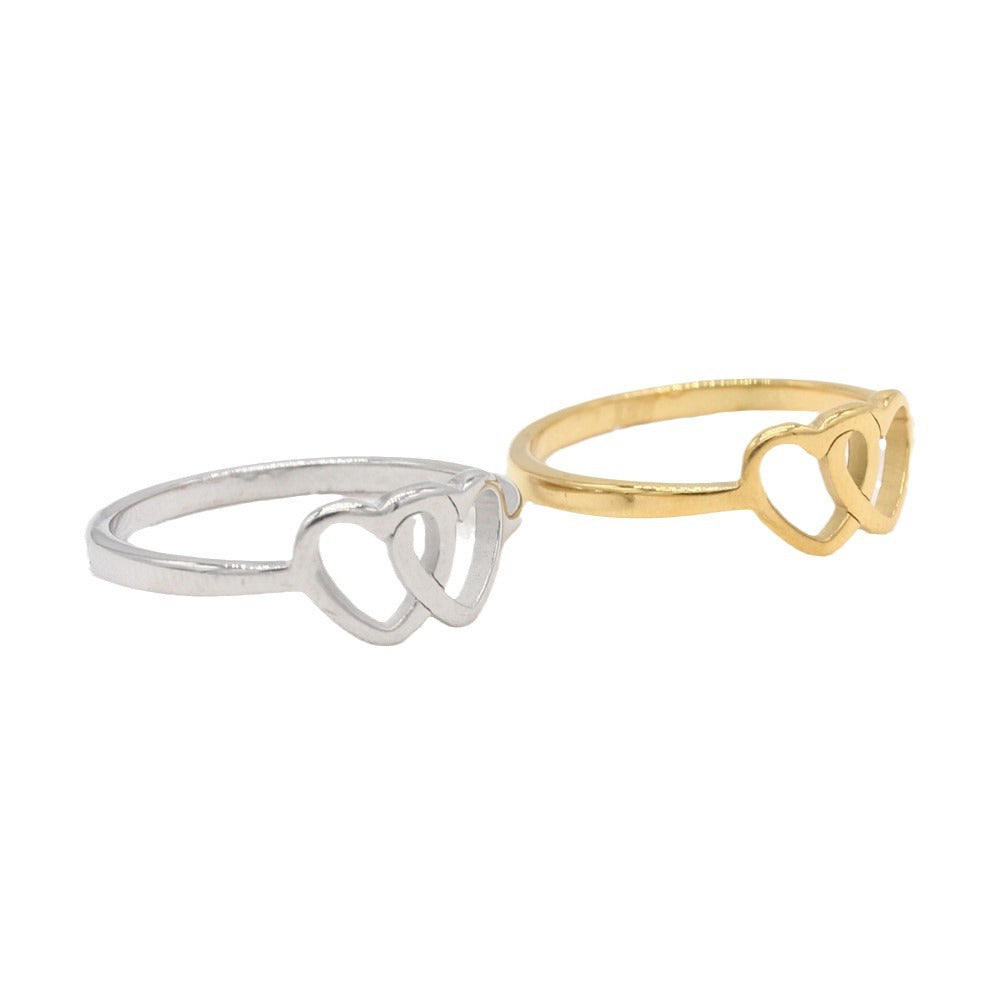 Chic Korean Inspired Heart To Heart Women's Love Ring