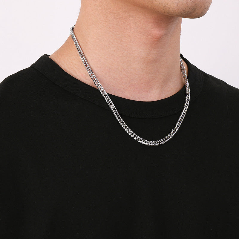 Hip-Hop Inspired Hand-Spliced Laser Square Titanium Steel Necklace for Men