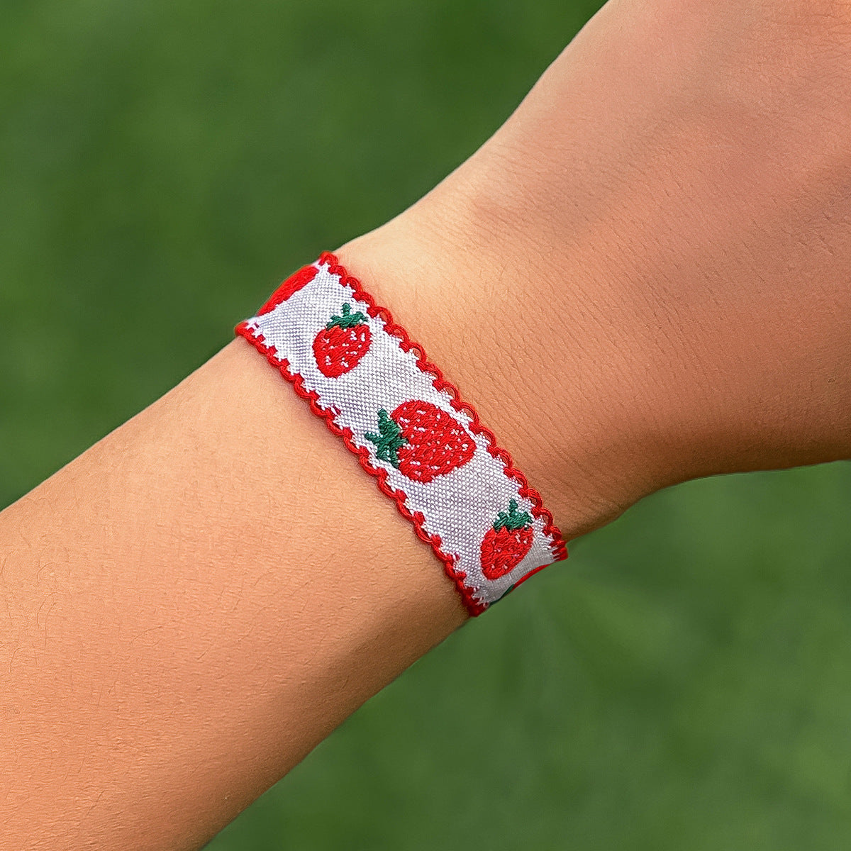 Bohemian Strawberry Fabric Handmade Watch Ribbon Bracelet - Women's Style