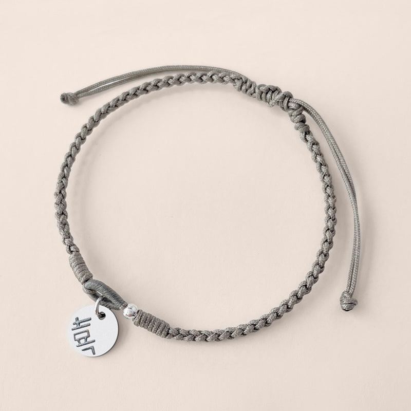 Fortune's Favor Handmade Woven Bracelet with Happy Character Tag - Original Gift for Men and Women