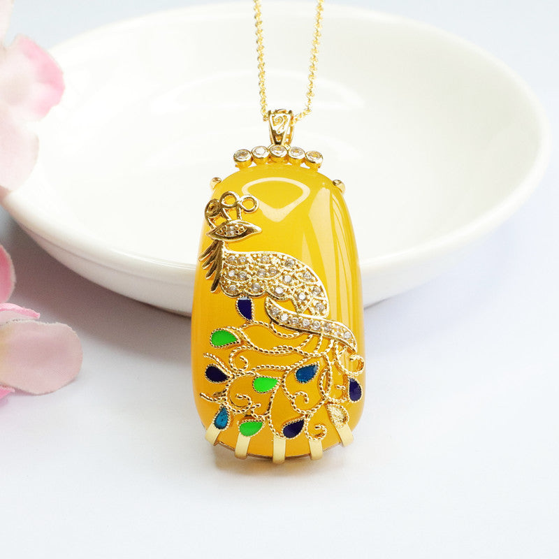 Golden Phoenix Chalcedony Pendant Necklace from Fortune's Favor Collection