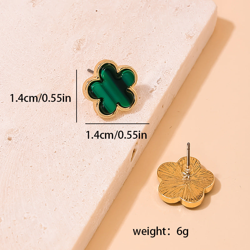 Chic Five Leaf Grass Korean Earrings - Vienna Verve Collection