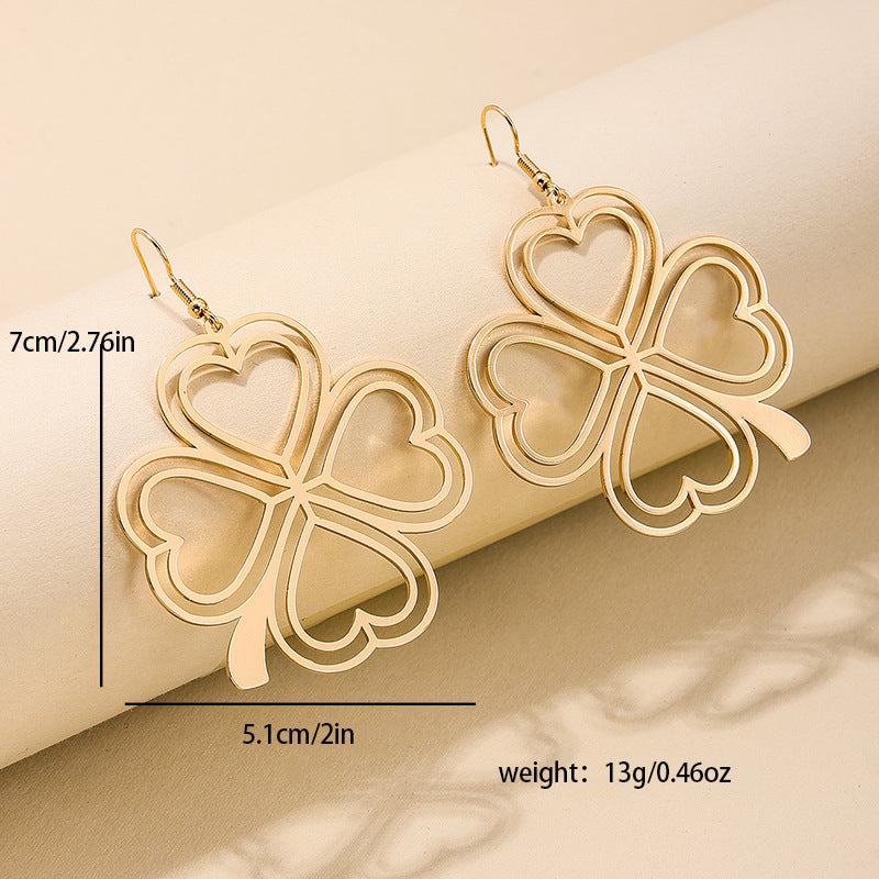 Exaggerated Four Leaf Clover Line Earrings - Vienna Verve Collection