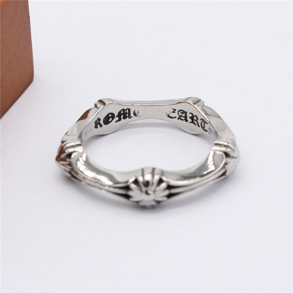 Cross Flower Connected Titanium Steel Ring for Men