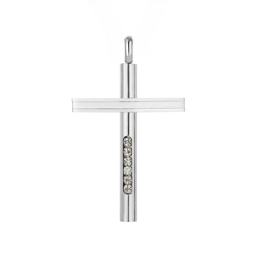 Latin Cross Zircon Titanium Steel Pendant for Men