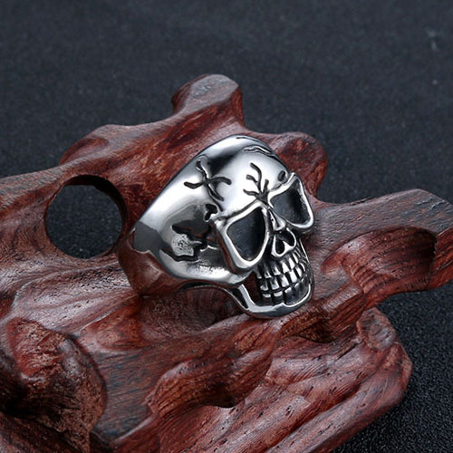 Titanium Steel Skull Ring for Men - Retro Punk Religious Totem Jewelry in European and American Style