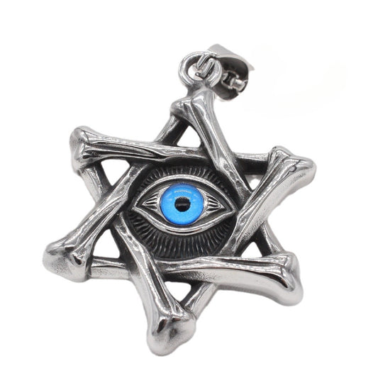 Demon Eye Hexagonal Star Titanium Steel Pendant for Men