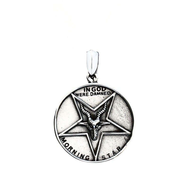 Vintage Melon Seed Buckle Titanium Steel Pentagram Pendant for Men - Statement Jewelry