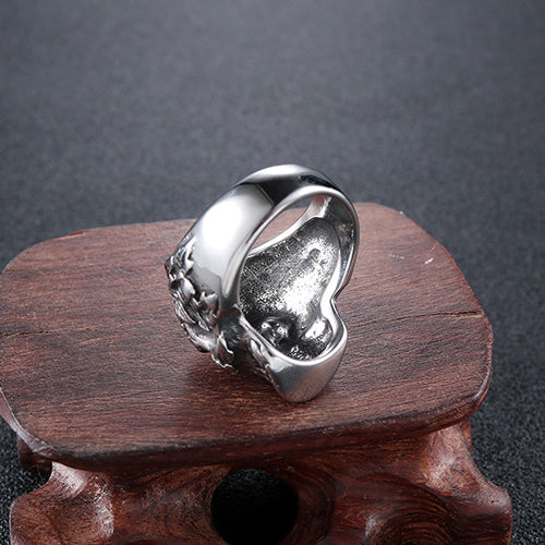 Customizable Stainless Steel Skull Ring for Men, Punk-Inspired Religious Totem Jewelry in European and American Style