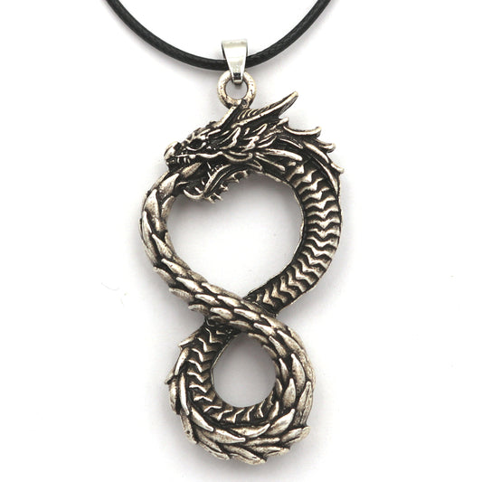 Viking Odin Dragon Necklace - Retro Silver Alloy Pendant for Men