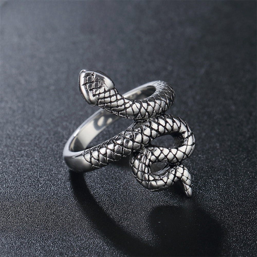 Punk Snake Titanium Steel Ring for Men