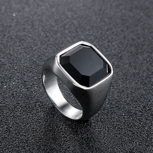 Trendy Minimalist Titanium Steel Ring with Black Zircon for Men - Punk Style Wholesale Jewelry