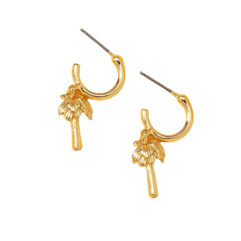 Coconut Tree Metal Earrings - Vienna Verve Collection