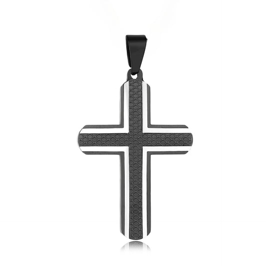 Mesh Pattern Latin Cross Titanium Steel Pendant for Men