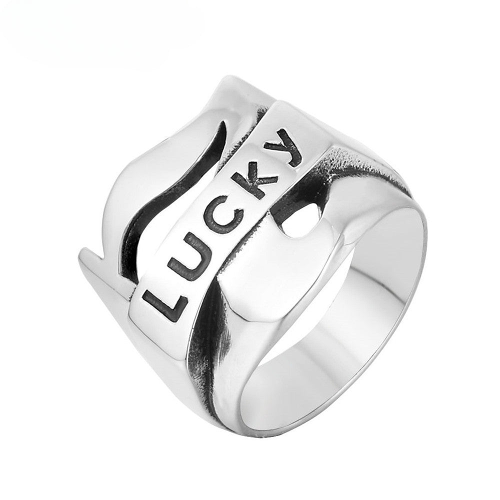 Lucky Men's Titanium Steel Ring with Vintage Number 7 Personality