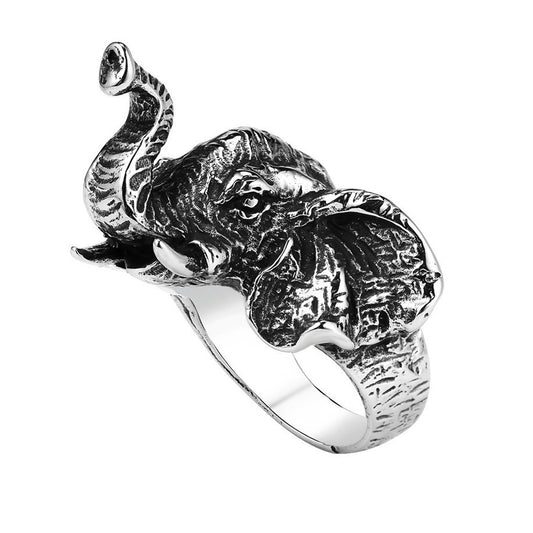 New Thailand Vintage Old Elephant Titanium Steel Ring for Men