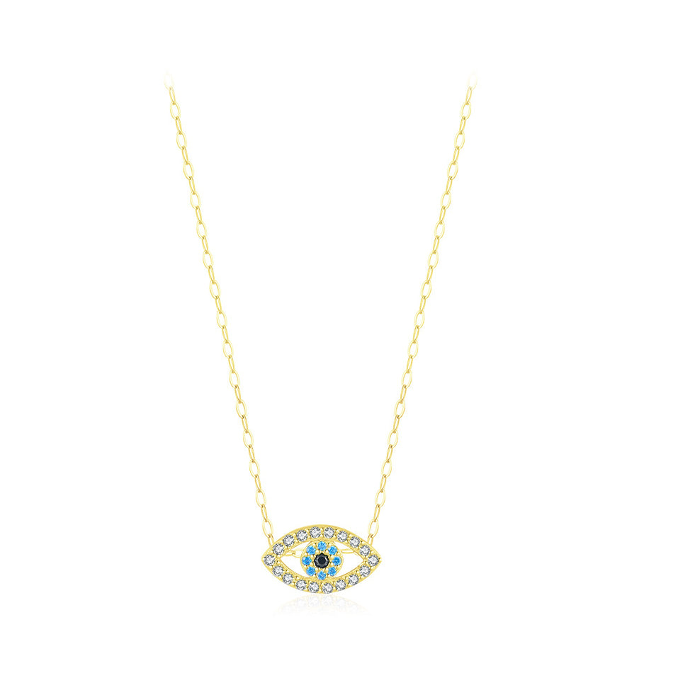 Stylish Devil's Eye Sterling Silver Necklace for Women - Retro, Small, and Trendy