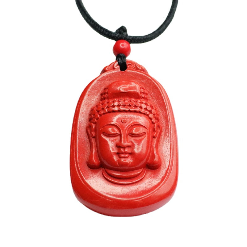 Cinnabar Buddha Head Pendant Cinnabar Pendant Jewelry