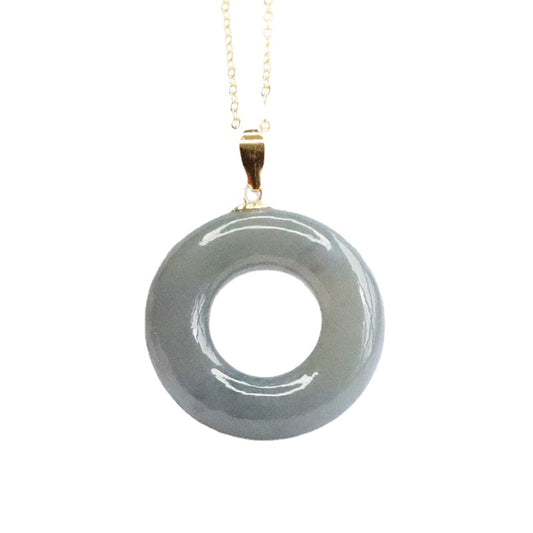 Purple Jade Circle Pendant Necklace