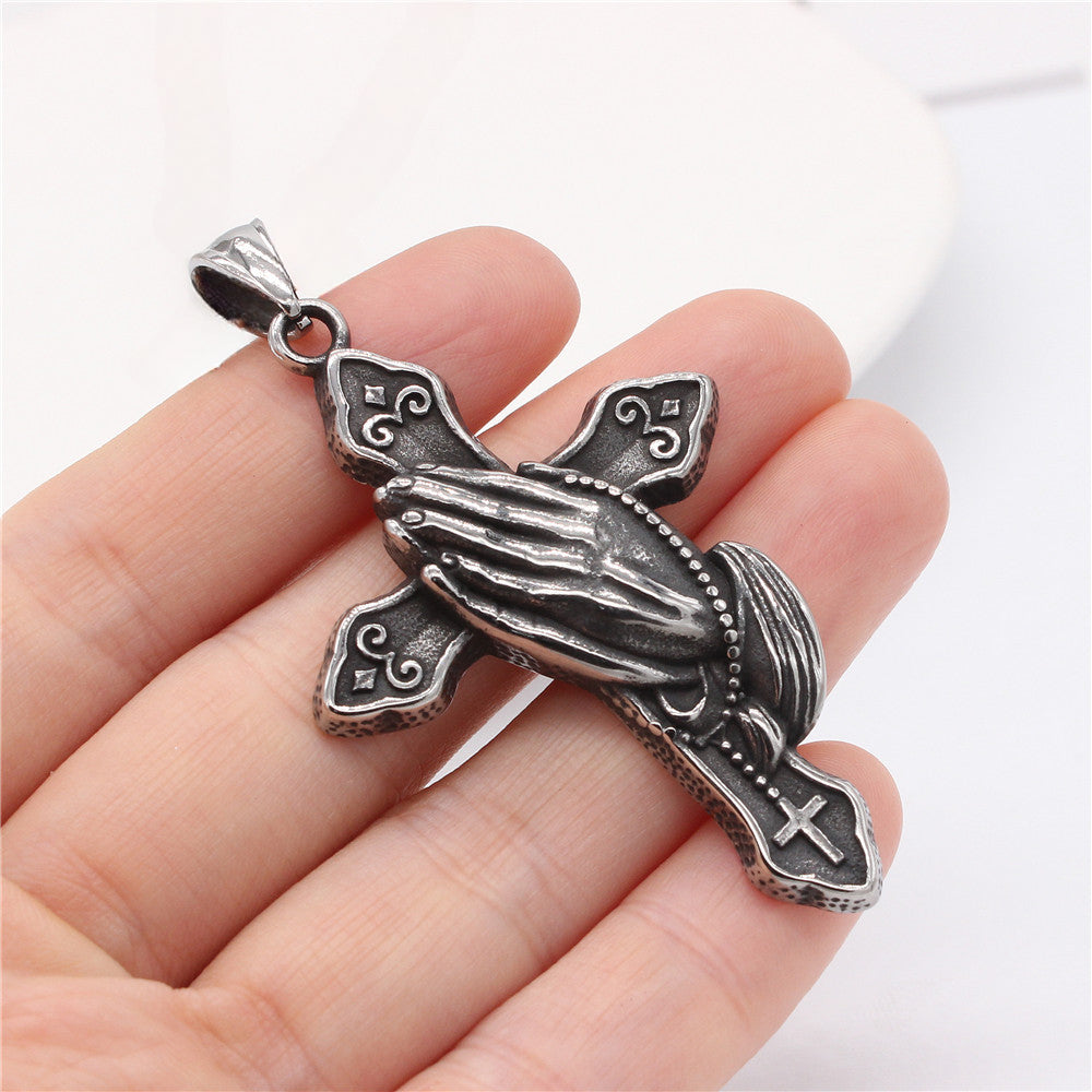 Prayer Latin Cross Titanium Steel Pendant for Men