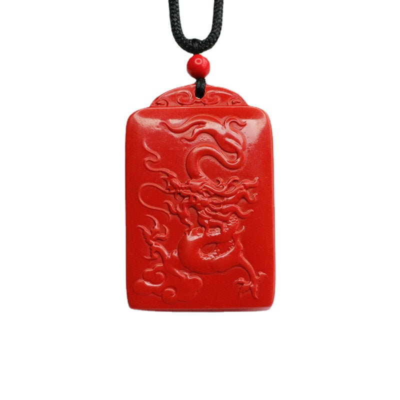 Dragon Fire Cinnabar Stone Sterling Silver Pendant