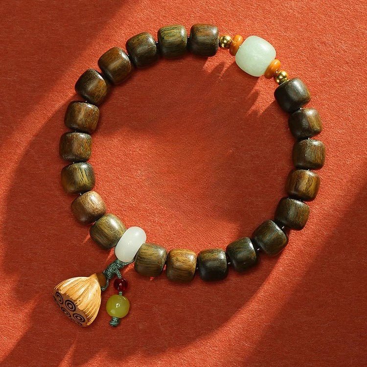 Green Sandalwood and Hetian Jade Fortune's Favor Bracelets