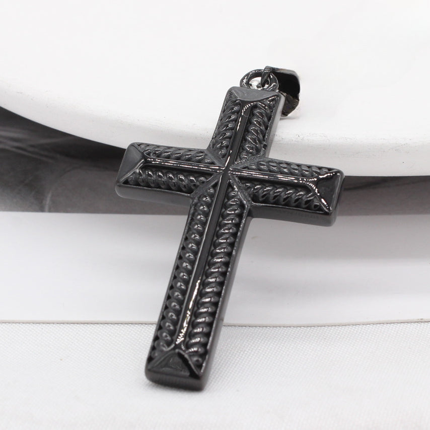 Hip Hop Latin Cross Titanium Steel Pendant for Men