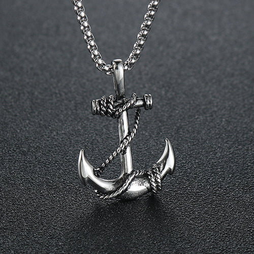 Personalized Retro Stainless Steel Pirate Anchor Pendant for Men and Women in European and American Fashion