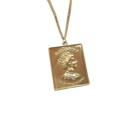 Golden Coin Pendant Necklace Set - Vintage Minimalist Alloy Chain Collection