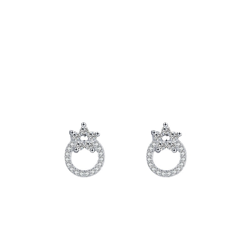 Elegant Korean Style Zircon Sterling Silver Earrings