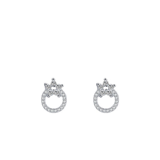 Elegant Korean Style Zircon Sterling Silver Earrings